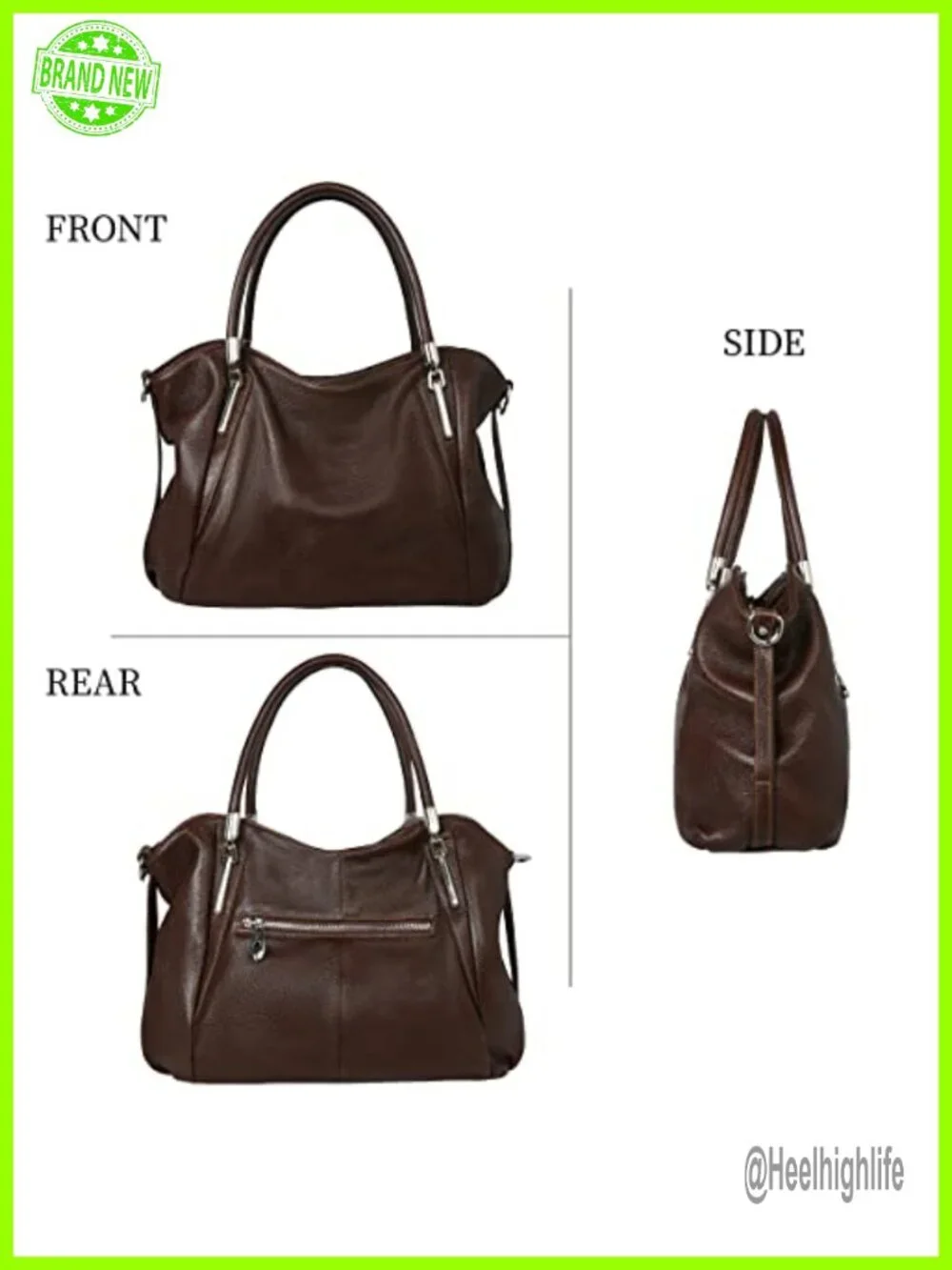 Genuine Leather Hobo Satchel Tote Crossbody Handbag Work Travel Top Handle